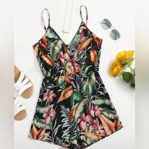 SHEIN Multicolor Tropical Print Romper